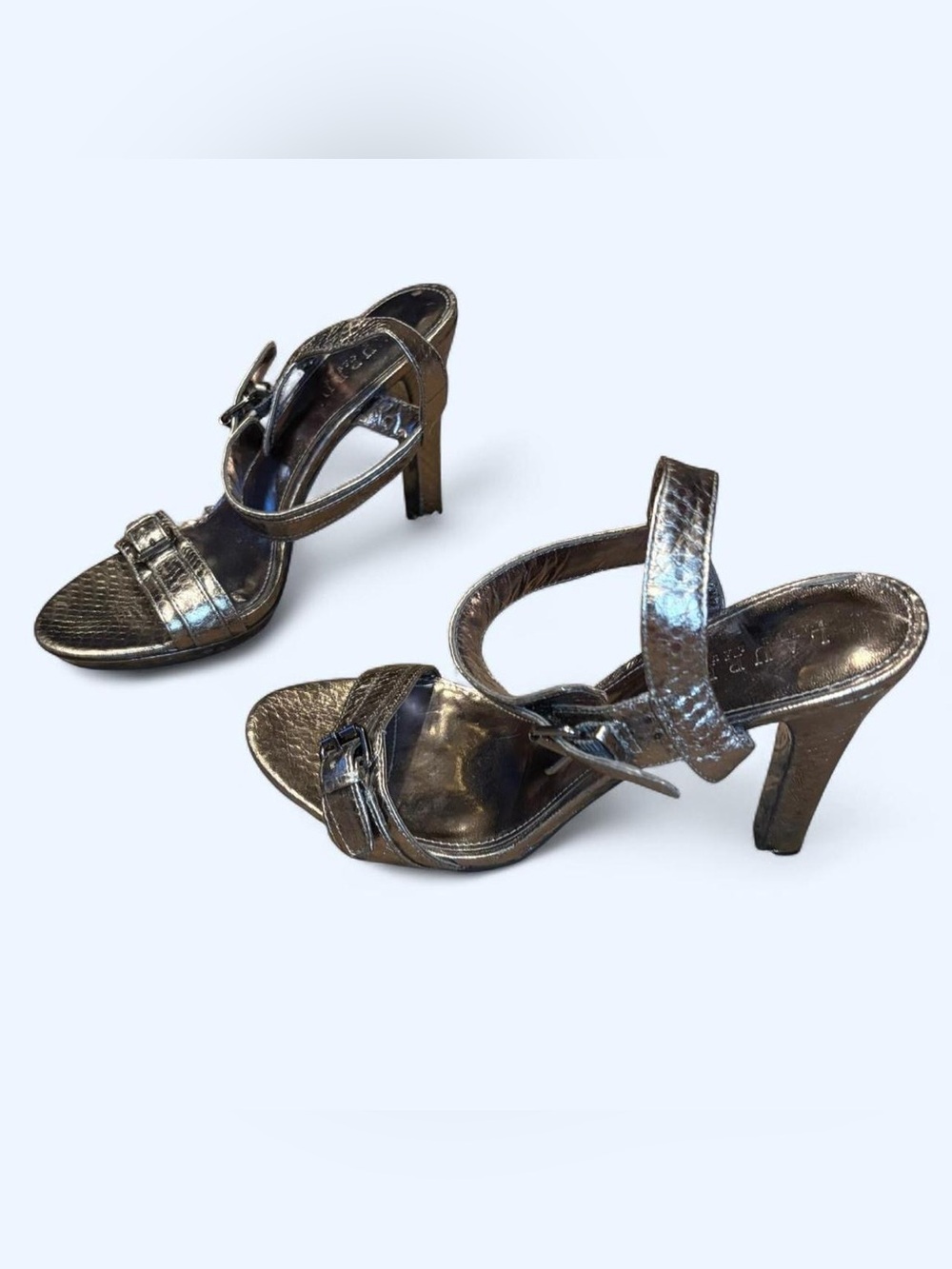 Grunge Silver Leather Buckle Heels by Lauren Ralph Lauren!